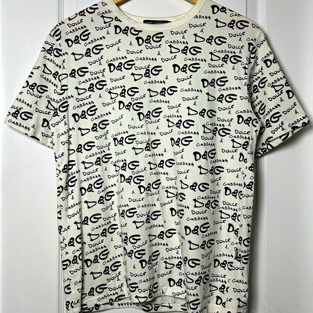 Dolce & Gabbana Made in Italy Cotton White Black Logo Print Crew Neck T-Shirt